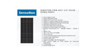 215W SENSATİON HALF-CUT MONOKRİSTAL GÜNEŞ PANELİ