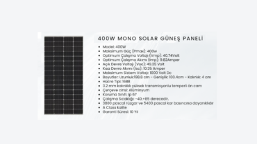400W MONOKRİSTAL GÜNEŞ PANELİ